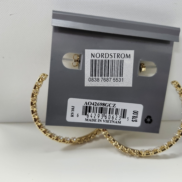 NWT Nadri Gold-Tone Large Cleo Cubic Zirconia Inside Out Hoop Earrings - Picture 2 of 4